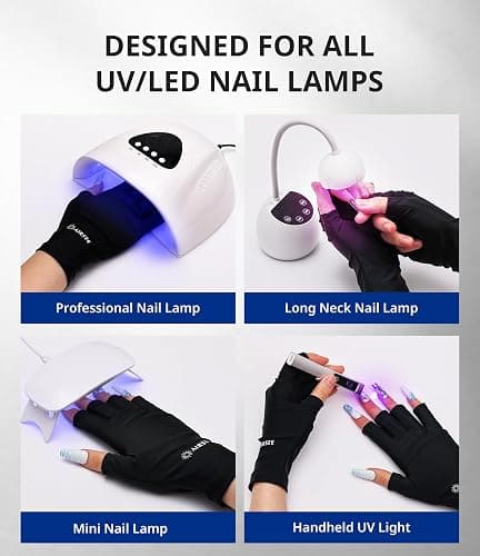 AIRSEE Premium UPF 50+ UV Protection Gloves for Gel Manicures - Fingerless Design for Professional Solon & Home Use, Anti UVA/UVB, Breathable Cool Tech Gloves for UV Lamp & Sun Protection (Black) thumbnail 4