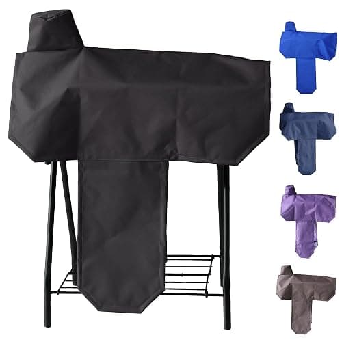 KZWT Waterproof Western Saddle Cover, Studry Protective Coverwith 6 Elastic Straps to Secure fit Each Corners and Fenders,One Size Fits Most Full-Size Western Saddle - Image 1