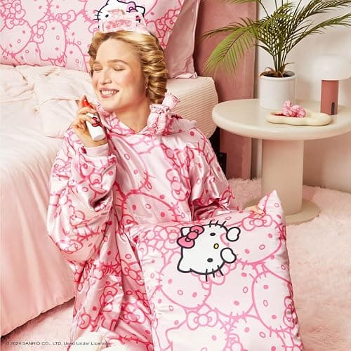 Kitsch x Hello Kitty (Pink Kitty Faces) - Satin Pillowcase with Zipper for Hair and Skin, Softer Than Silk Pillow Case, Cooling Pillow Cover, Machine Washable, Queen/Standard (19x26) thumbnail 2