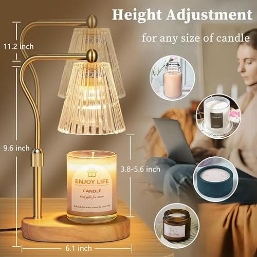 seenlast Candle Warmer Lamp with Timer Dimmer Adjustable Height for New Home Bedroom, Vintage Home Decor for Scented Jar thumbnail 2