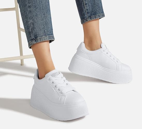 LUCKY STEP Women's Platform Fashion Sneakers Classic Wedge Canvas Casual Low Top Retro Walking Shoes thumbnail 9