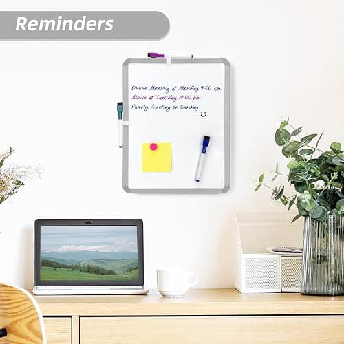 VUSIGN Small White Board Dry Erase, 14'' x 11'' Magnetic Dry Erase Board, Mini Whiteboard with Markers for Kids, Students, Fridge, Wall, Locker thumbnail 4