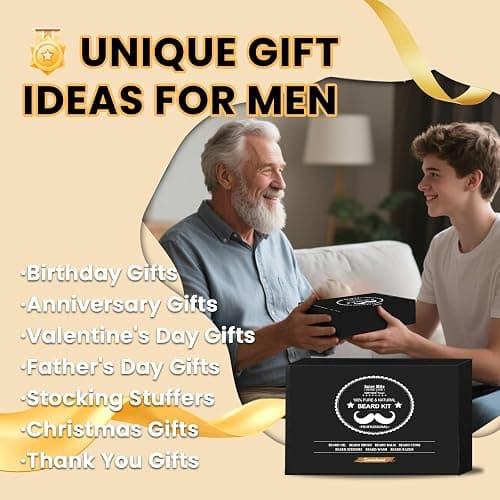 Isner Mile Beard Grooming Kit for Men Care: Trimming Sets with Beard Wash - Oil - Balm - Brush - Comb & Straight Razor, Birthday Christmas Gifts Mens Stocking Stuffers for Him Boyfriend Dad Husband thumbnail 9