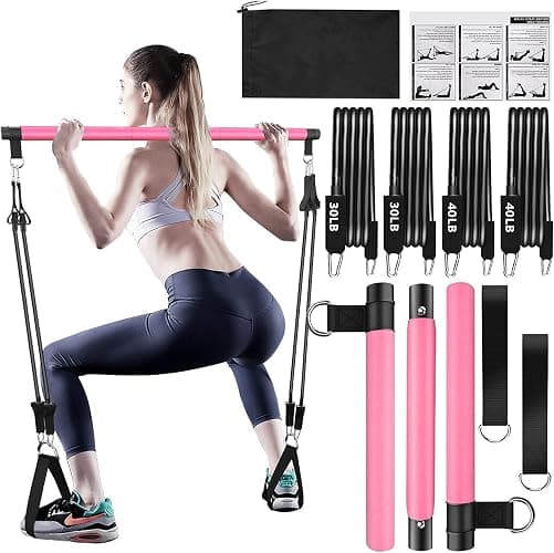 Bbtops Pilates Bar Kit with Resistance Bands,Pilates Bar with Stackable Bands Workout Equipment for Legs,Hip,Waist and Arm,Exercise Fitness Equipment for Women & Men Home Gym Yoga Pilates - Image 1