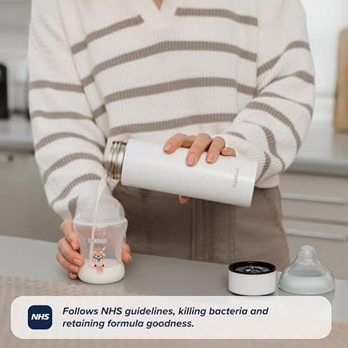 Nuby RapidCool Portable Baby Bottle Maker - Formula Feed in 2 Minutes | Ideal for Travel Bottles and Night Feeds | Includes Milk Powder Dispenser and Digital Lid | No Filter Needed (White) thumbnail 9
