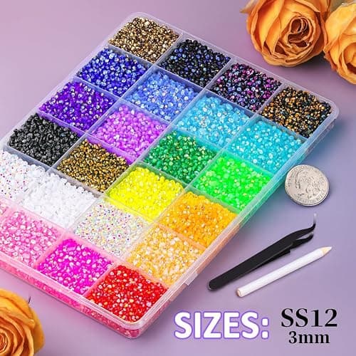 KCZ 30000pcs Resin Jelly Rhinestones – 3mm Mixed-Color Flatback Gems for Bedazzling, Diamond Art, Nail Art, Shoes, Crafts & DIY Projects thumbnail 2