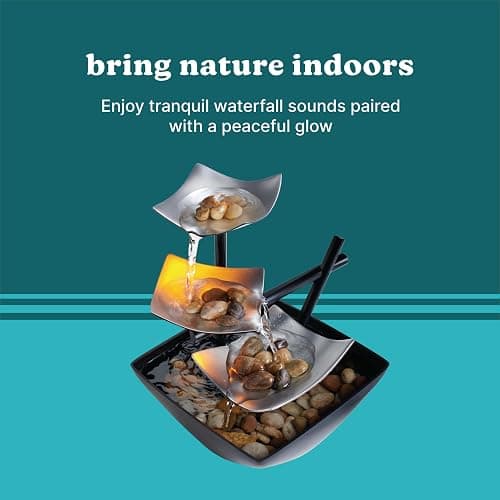 Homedics Tabletop Water Fountain, Home Décor Soothing Sound Machine - Automatic Pump, Deep Basin & Natural River Rocks. Indoor Zen Relaxation for Office, Living Room, or Bedroom, 8.25” Tall thumbnail 6