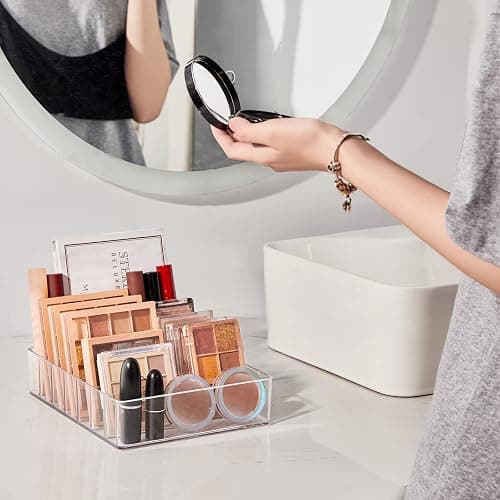 WECHENG Makeup Organizer for Eyeshadow Palette and Lipstick Organizer, 7 Section Divided Makeup Palette Organizer for Vanity Drawer Countertop Modern Cosmetics Storage(7.48" x 6.22" x 1.77") thumbnail 2