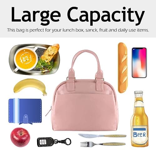 yookee home Lunch Bag Women Insulated Lunch Box for Adults Cute Pink Lunch Tote Bag for Women Preppy Lunchbox Lunch Bag for Adults Work thumbnail 4