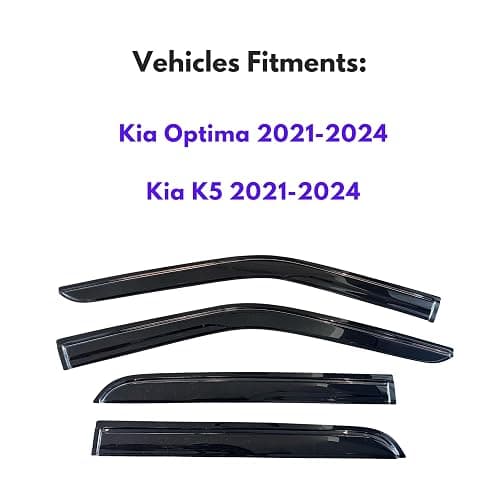 KPY Window Visor Compatible with Kia K5 & Optima 2021-2024, 4PC Rain Guard Side Window Vent Deflectors Tape-On Mugen Style, 2021 2022 2023 2024 thumbnail 2