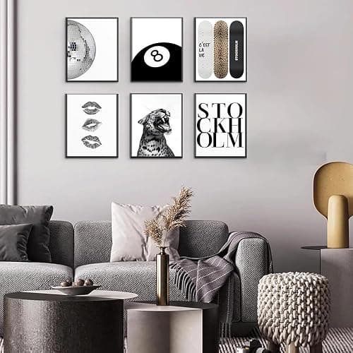 Liacxony Stockholm Leopard Set of 6 Wall Art Posters Set Black and White Cheetah Fashion Print Preppy Room Painting Picture Wall Decor for Bedroom Dorm Teen Girls Apartment Decor 8x10 Unframed thumbnail 6