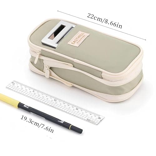 EASTHILL Big Capacity Pencil Case Large Pencil Pouch Stationery Pen Bag for Teen Girls-Green thumbnail 4