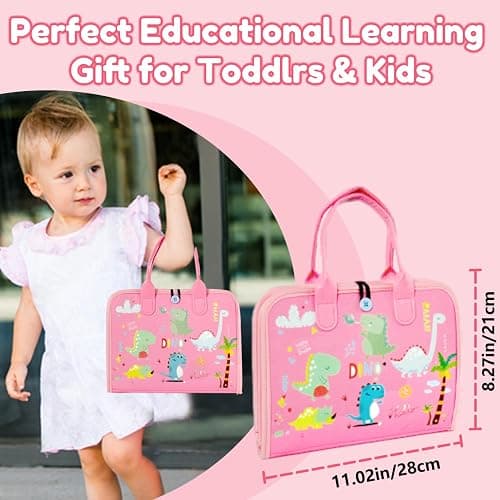Qizfun Toddler Busy Board Montessori Toys – Sensory Busy Book, Educational Learning Travel Toy for Airplane & Car, Keeps Toddlers Engaged, Birthday Gifts for Toddler Girls thumbnail 2
