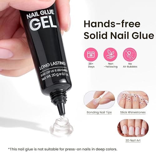 Beetles Tipex Gel Nail Kit Extra Short Square: 16 Sizes Instant Apex Nail Tips, 224 Pcs Pre-Building False Nail Tips with Tipex Nail Glue, Mini Nail Lamp-Thick Acrylic Nail Set thumbnail 5