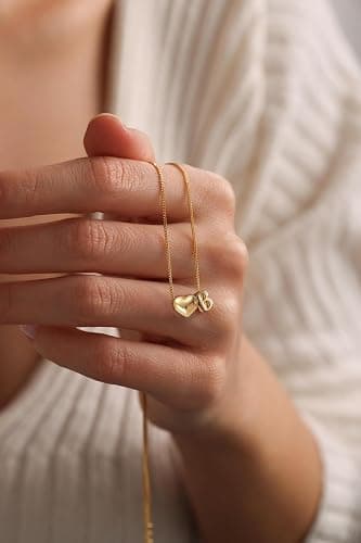 MOMOL Tiny Heart Initial Necklace for Women 18K Gold Plated Dainty Letters Name Necklace Personalized Gift for Christmas thumbnail 5