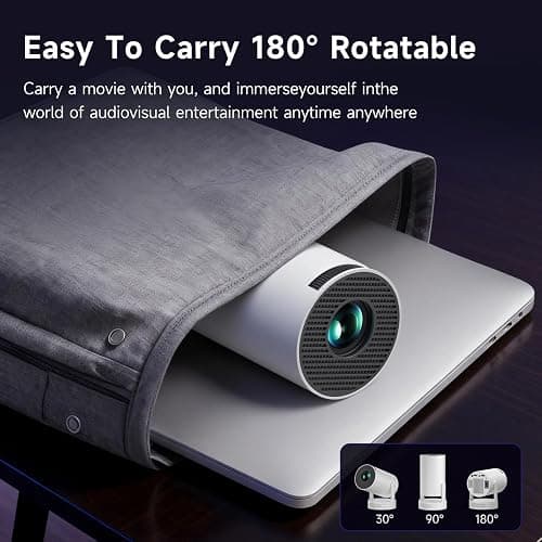 SGV Smart Mini Projector for Bedroom, 4K Support, Portable Outdoor Projector with Android 12, WiFi and Bluetooth 5.2, Auto Keystone, for Home Theater Outdoor Movie thumbnail 3