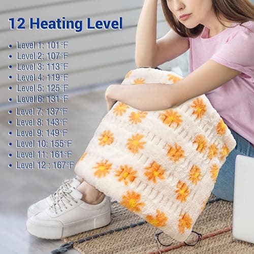 ZXU Heating Pad for Back Pain Relief and Cramps Relief- Ultra Soft Sherpa Heating Pad, XL King Size 12" x 24", 12 Heat Levels & 1-24H Auto Off，Stay on Function Hot Heated Pad, Machine Washable thumbnail 3