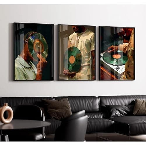 Black Man Wall Art African American Men Canvas Wall Decor Black People DJ Poster Hip Hop Music Pictures Fashion Male Artwork Modern Prints Culture Painting for Bedroom Living Room 12x16 Inch Unframed thumbnail 3