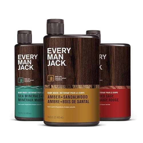 Every Man Jack Men's Body Wash Variety Pack - Includes 3 Body Washes with Natural Ingredients & Incredible Scents - Amber + Sandalwood, Cedar + Red Sage, Sea Minerals + Citron Fragrances (3 Pack) thumbnail 8