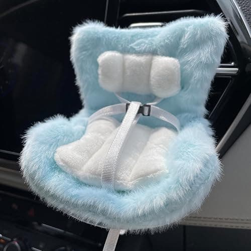 Ezcora Doll Car Seat with Soft Furry Cushion for 10-17cm Dolls, Clips onto Car Air Vent, Includes Seat Leg for Desktop Display - Blue - Image 1