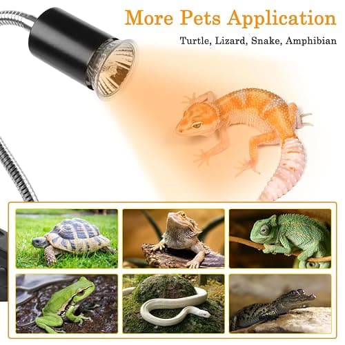 LUCKY HERP Tortoise Heat Lamp Aquarium, Reptile UVA UVB Basking Light(Bulb 25W+50W), E27 Turtle Lamp Dimmable Holder for Reptile Terrarium thumbnail 7
