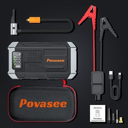 [2025NEW Model] 5000A Jump Starter with Air Compressor,Battery Jumper Starter Portable with 150PSI Tire Inflator 12V Jump Box with LCD Display,Flashlight,Storage Case (Up 9L Gas/8L Diesel Engine thumbnail 7