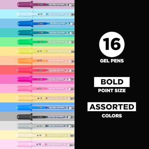 SAKURA Gelly Roll Moonlight 16 Pack, 10 Bold point, Bright Opaque Ink Gel Pens, Creamy Smooth Ink, Writes on Dark Paper thumbnail 2