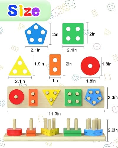 Yetonamr Montessori Toys for 1 2 3 Years Old Boys Girls Birthday Gifts, Wooden Sensory Toys for Ages 2-4 Kids Baby, Toddler Learning Toy Activities Puzzles Ages 1-3 thumbnail 3