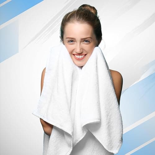 Infinitee Xclusives Luxury 100% Ring-Spun Cotton White Bath Towels Set of 4 (27x54 inches) – Soft, Absorbent & Quick-Drying Towels for Bathroom, Gym, Spa & Hotel Use (Brilliant White, Bath Towels) thumbnail 2