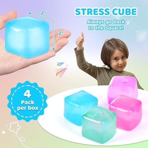 APLIST Squishy Fidget Toys Stress Cube, 4 Pack Solid Ice Cube High Density Malt Sugar Filled, Sensory Anxiety Relief Item for Kids Adults, Quiet Fidgets for Classroom, Calming Toys for ADHD thumbnail 2