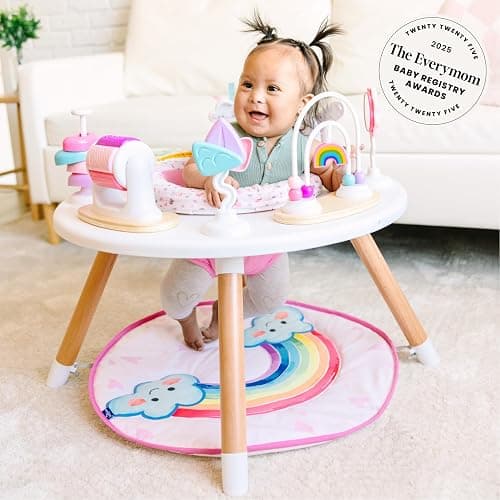 Move2Play 4-in-1 Baby Activity Center | Montessori-Inspired Design | 8 Interactive Toys | Tummy Time, Exersaucer & Toddler Table | Shower Gift | Essential | Must Have for 3, 6, 12 Month Old (Rainbow) thumbnail 2