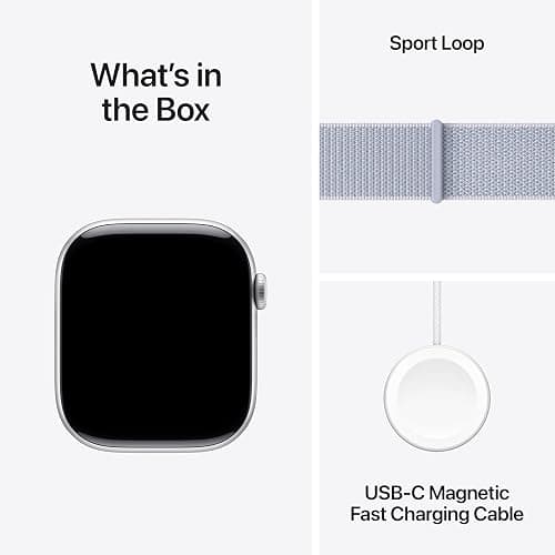 Apple Watch Series 10 [GPS 46mm case] Smartwatch with Silver Aluminium Case with Blue Cloud Sport Loop. Fitness Tracker, ECG App, Always-On Retina Display, Carbon Neutral thumbnail 8