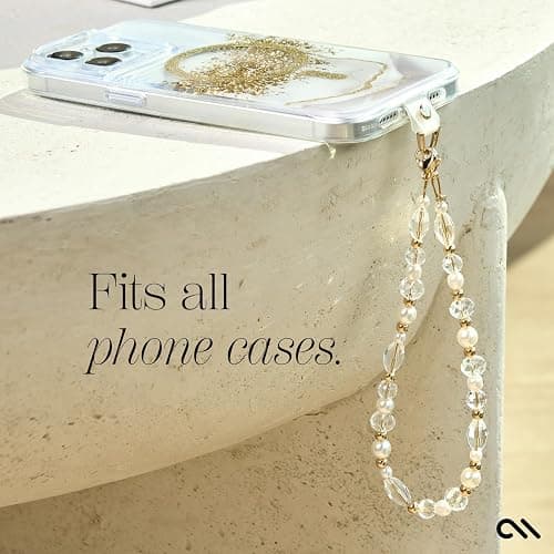 Case-Mate Beaded Phone Charm - Detachable Anti Theft Strap - Hands-Free iPhone Wrist Strap for Women - Phone Chain Wristlet - Fits Galaxy, Pixel and More - Crystal Pearl Gold thumbnail 6
