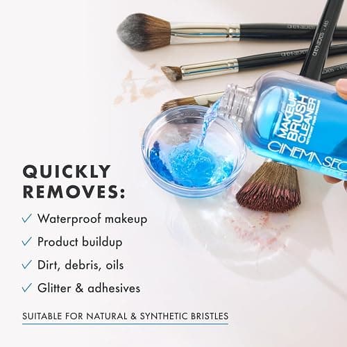 Cinema Secrets Original Blue Vanilla Makeup Brush Cleaner Solution - Professional Cleanser for Makeup Brushes - Quick-Drying, Rinse-Free Formula - Removes Stubborn Waterproof Make Up thumbnail 4