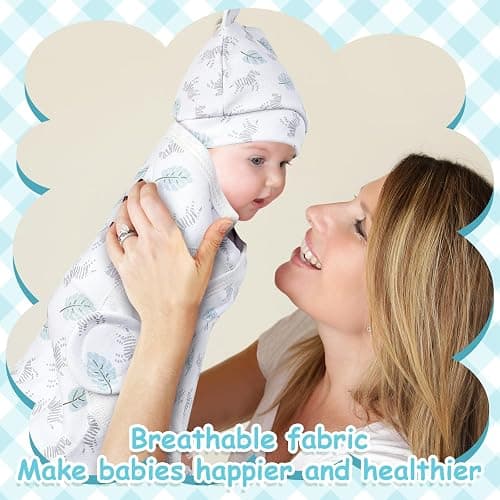 Ramede 6 Pack Swaddle Blanket with Hats for Baby Girl Boy 100% Cotton Swaddles 0-3 Months, Adjustable Breathable Skin Friendly Receiving Blanket Wrap, Essential for Newborns thumbnail 6