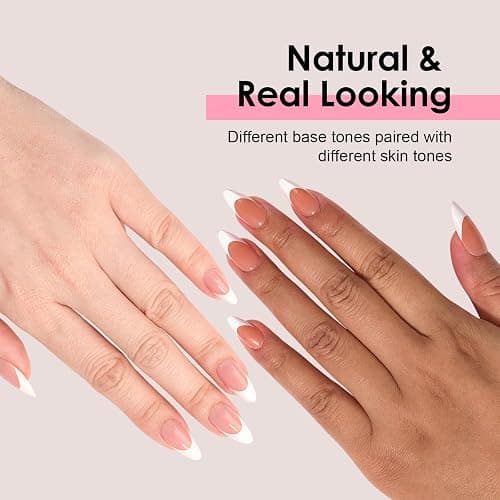 Canvalite French Tip Press on Nails Gel Nail Tips - 300Pcs Pre-Colored Quick and Easy Press on Nails Almond Fake Nails with Designs DIY Nail Extensions Valentines Day Gifts for Her, Pink White thumbnail 6