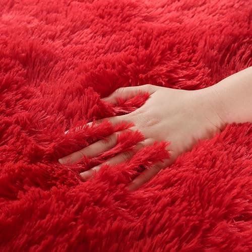 DETUM Small Red Rug 2x3 Fluffy Rugs for Bedroom Kicthen Entryway Hallyway Washable Area Rug Super Soft Throw Carpet for College Dorm Plush Rugs for Kids thumbnail 8