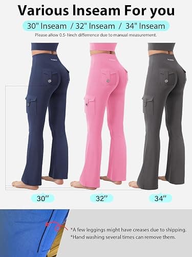 YEOREO CoreFlex Women Workout Flare Leggings with Pockets Hidden Scrunch High Waisted Cargo Gym Yoga No Front Seam Leggings thumbnail 6
