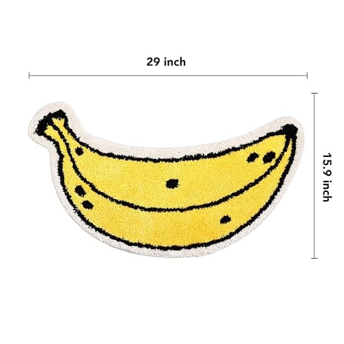 FROZZUR Banana Bath Mat, Bath Mats for Bathroom Cute Yellow Fruit Shaped Bathtub Rug Christmas Bathroom Tub Plush Shower Rugs Washable Non Slip thumbnail 2
