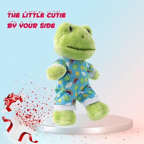 Furvana 9Inch Green Frog Plush, Soft Frog Stuffed Animal Plush Toy, Kawaii Plush Doll, Cute Plushie with Cloths Toy Gift for Kids Children Birthday thumbnail 2