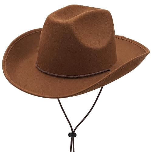 COLLECT PRESENT Plain Felt Cowboy & Cowgirl Hat for Men and Women | Western Studded Cowboy Hat in Adult Sizes - Image 1