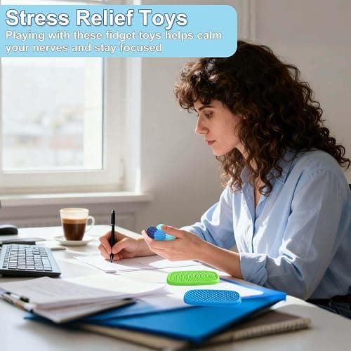 Fidget Toys Adults Silicone Magnetic Balls & Sensory Stones, 6 PCS Stress Relief Sensory Toys for Autism ADHD Anxiety, Office Desk Toys, Stocking Stuffers for Adults Teens thumbnail 2