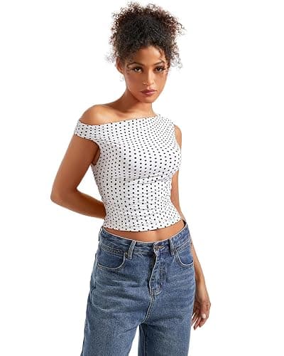 SUUKSESS Women Off Shoulder Tops Sleeveless Shirts Y2K Going Out Crop Tank Top thumbnail 4