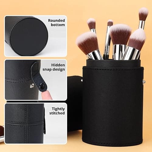 BEAKEY Makeup Brushes Sets, Brush Sets with Makeup Sponges (10+2pcs, with Black Case) thumbnail 2
