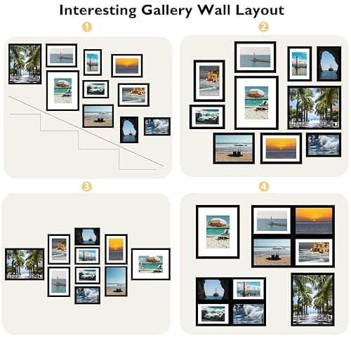 JCJMY 10 Packs Picture Frames Collage Wall Decor for Wall Hanging or Tabletop, 8x10, 5x7, 4x6 Multi Sizes Photo Frames, Collage Picture Frames for Family Wall Decor, Gallery Wall Frame Set, Black thumbnail 6
