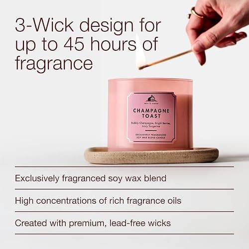 Bath & Body Works 3-Wick Candle, Champagne Toast, Soy Wax Blend | Room-Filling Sweet Home Scent with Strong Throw, Exclusively Fragranced Soy Wax Blend, Burns Up to 45 Hours, Great Gift thumbnail 4