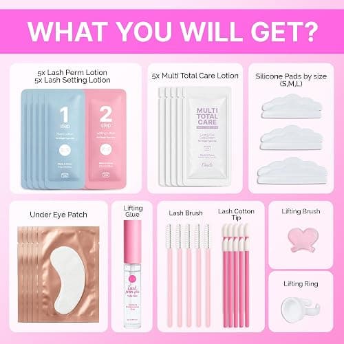 Korean Lash Lift Kit - 5 Sets At Home Eyelash Perm Kit with Upgraded Glue, Eyelash Lift, DIY Lash Perm Easy for Beginner & Professional, Semi Permanent Perming Wave Suitable For Salon & Home thumbnail 8