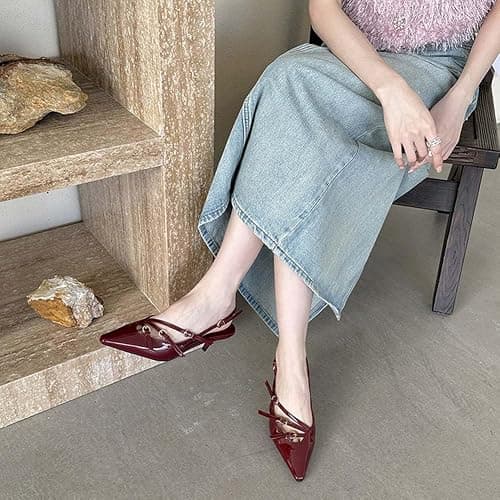 MICIFA Slingback Kitten Heels for Women Pointed Toe Stiletto Heels Slip On Pumps with Buckled Straps Dress Work Pumps Shoes thumbnail 2