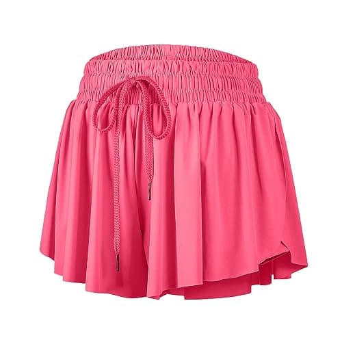 Blaosn Flowy Athletic Shorts for Women Gym Yoga Workout Running Short Pants Tennis Skort Skirt Cute Clothes Casual Summer - 3"Inseam - X-Large - Peachy Pink - Image 1