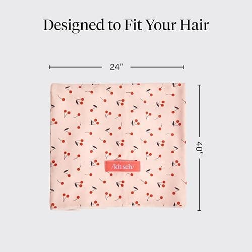 Kitsch XL Microfiber Hair Towel Wrap for Women – Ultra Absorbent Microfiber Bath Towels for Wet, Curly, Long or Short Hair – Anti-Frizz Hair Wrap, Great Hair Products Gift for Women – Cherry Print thumbnail 4